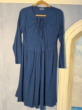 Modcloth Blue Keyhole tie neckline Midi Dress Size 1X Like New